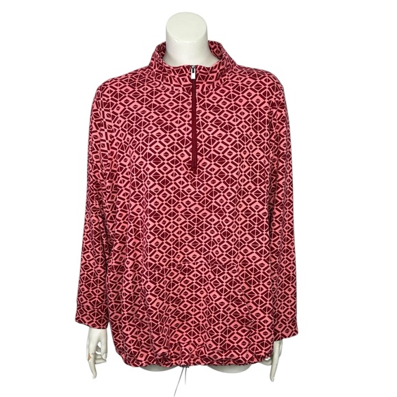 Women's 4X Geometric Printed Top Quarter Zip Pullover Sport Savvy French Terry - Picture 4 of 12